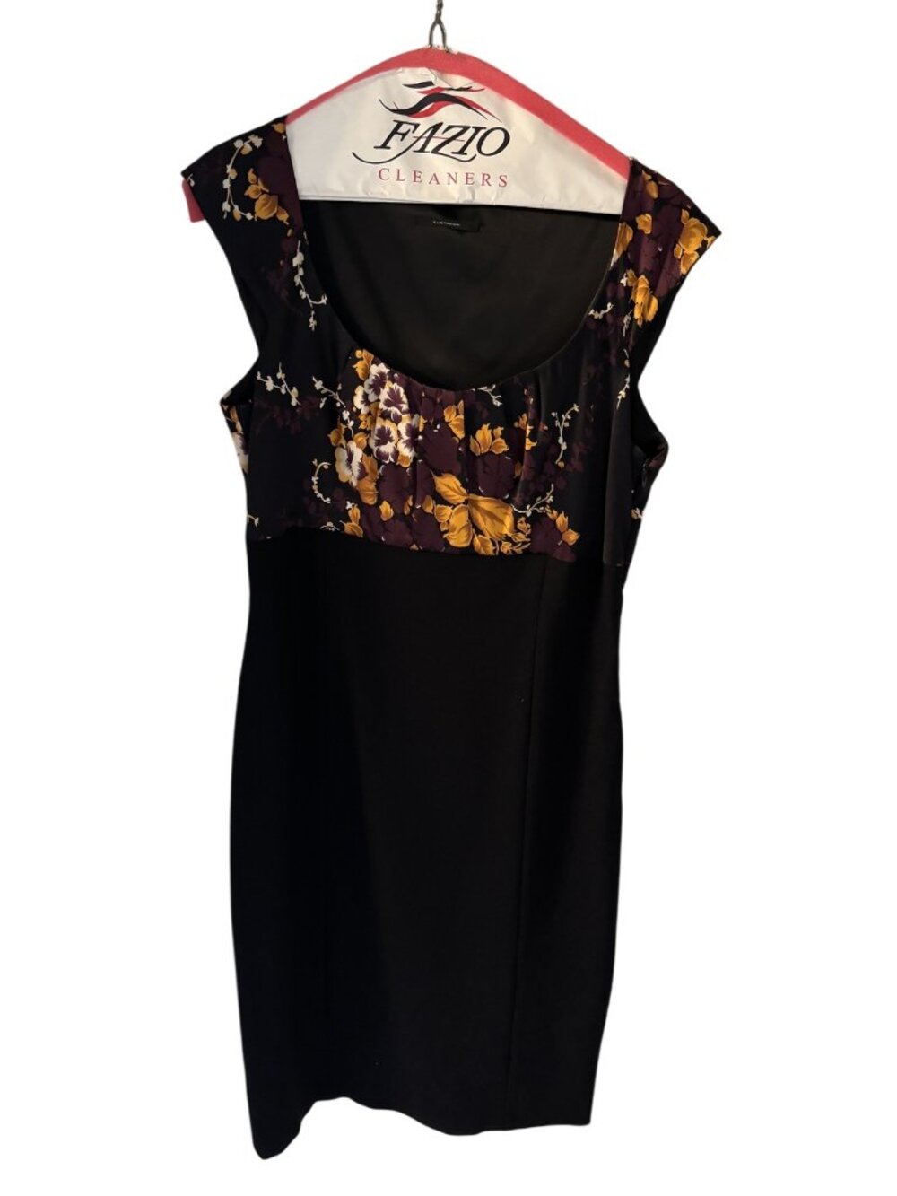 Elie Tahari Size 10 Black Floral Cap Sleeve Sheath Dress Multicolor